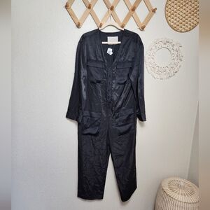 Rachel Roy Oversized Utility Long-Sleeve Jumpsuit In Black Women's Size …